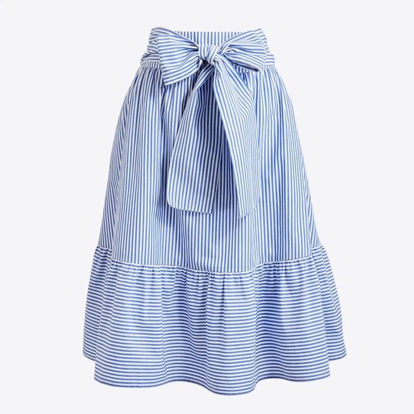 J. Crew Factory Dresses & Skirts - J. Crew Blue Pinstripe Tie Waist Skirt